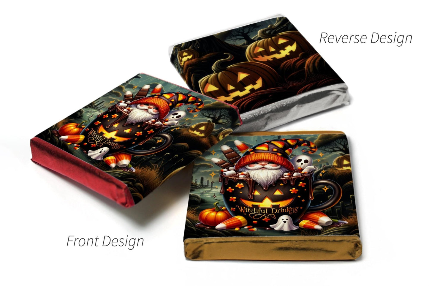 Halloween Gonk Chocolate Trio - Personalised Favours - Neapolitan Chocolates & Chocolate Heart - V4 - Personalise4uLtd
