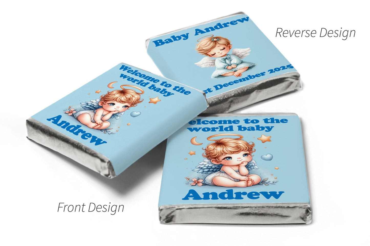Baby Shower Chocolates - Personalised Favours - Neapolitan Chocolates - Boy V6 - Personalise4uLtd