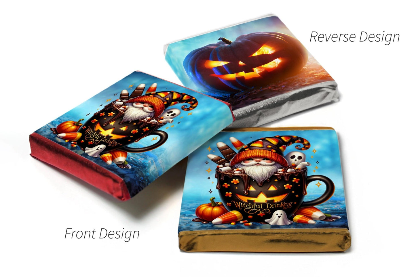 Halloween Gonk Chocolate Trio - Personalised Favours - Neapolitan Chocolates & Chocolate Heart - V5 - Personalise4uLtd