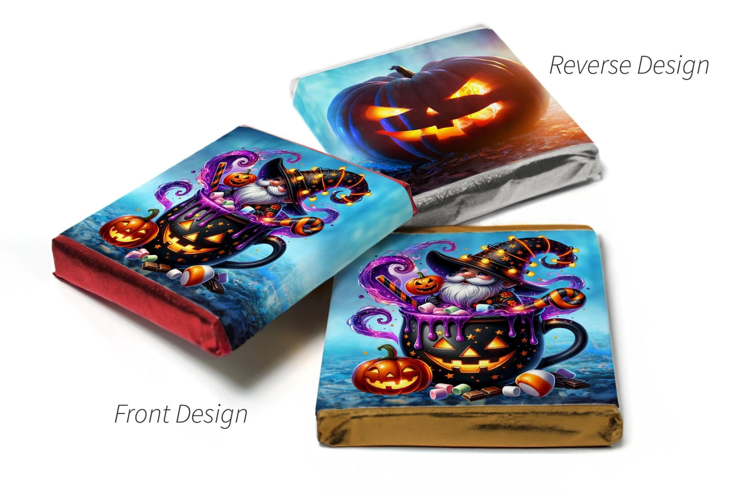 Halloween Gonk Chocolate Trio - Personalised Favours - Neapolitan Chocolates & Chocolate Heart - V6 - Personalise4uLtd