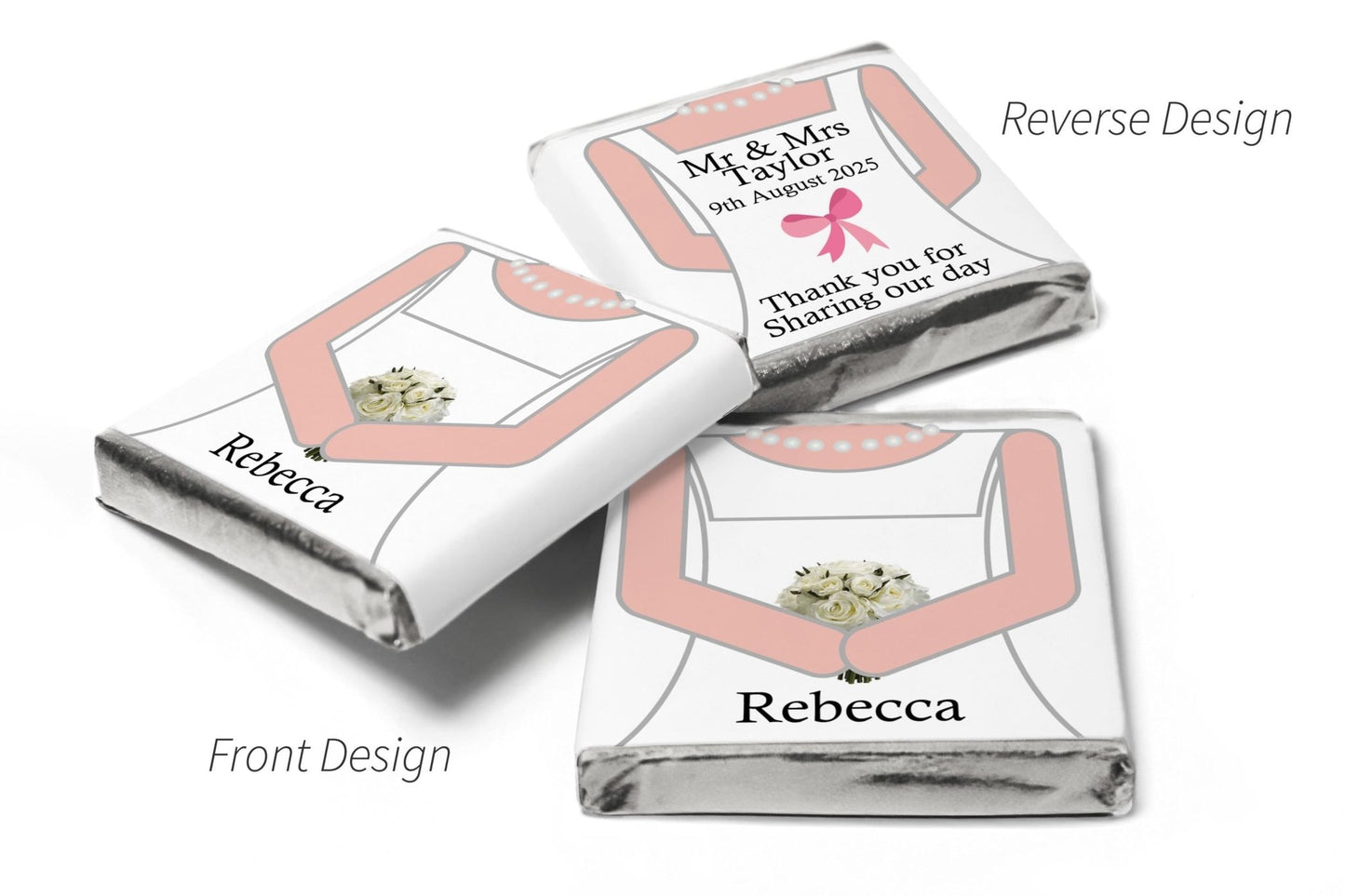 Wedding Chocolates - Personalised Wedding Favours - Neapolitan Chocolates - Bride - Personalise4uLtd