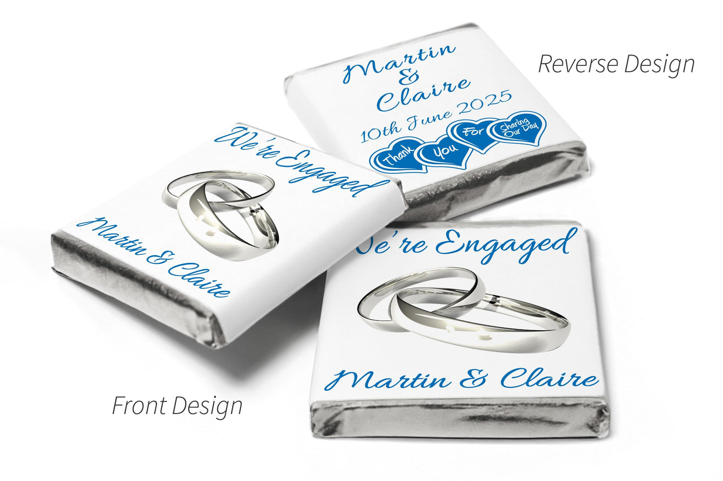 Engaged Chocolates - Personalised Favours - Neapolitan Chocolates - V1 Silver Rings