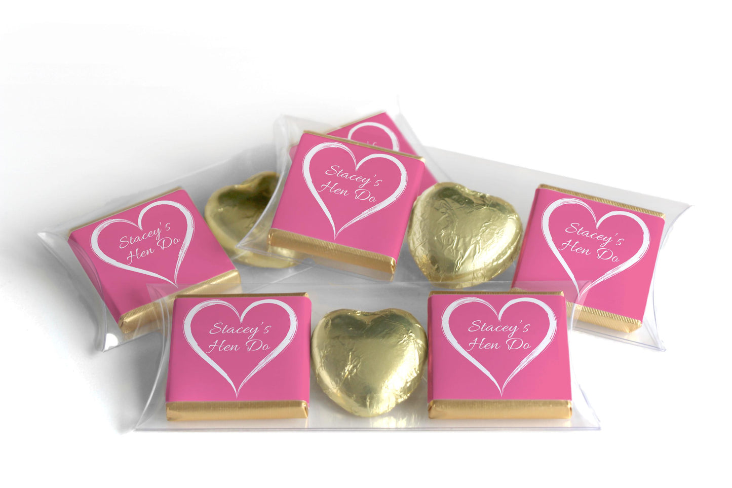 2 Choc Heart Trio Hen Do Chocolates - Personalised Favours - Neapolitan Chocolates - V2