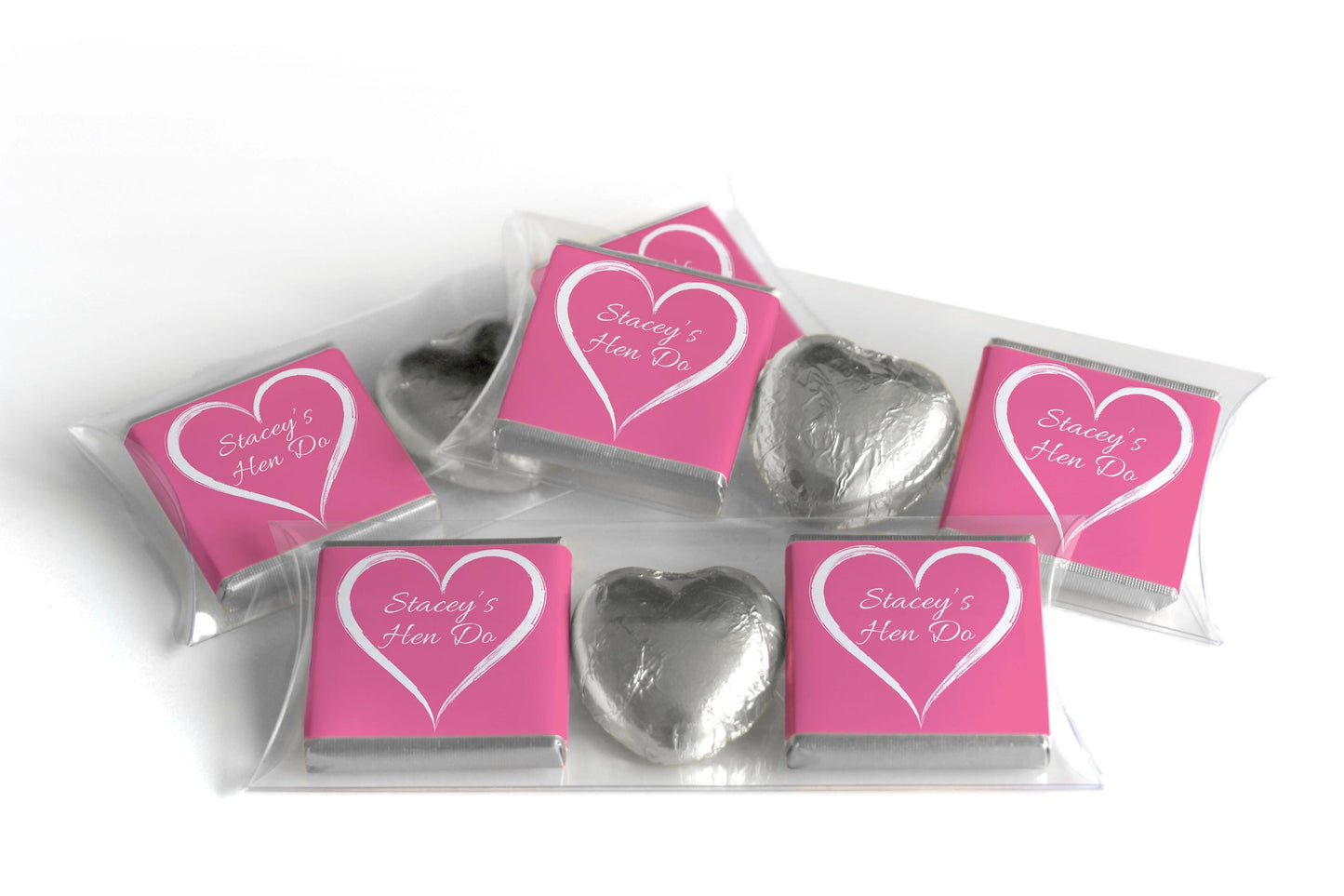 2 Choc Heart Trio Hen Do Chocolates - Personalised Favours - Neapolitan Chocolates - V2