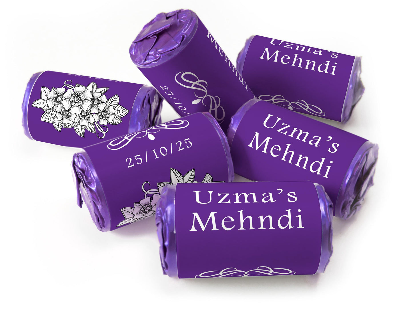 Mehndi Gifts - Personalised Love Heart Sweets with different colours