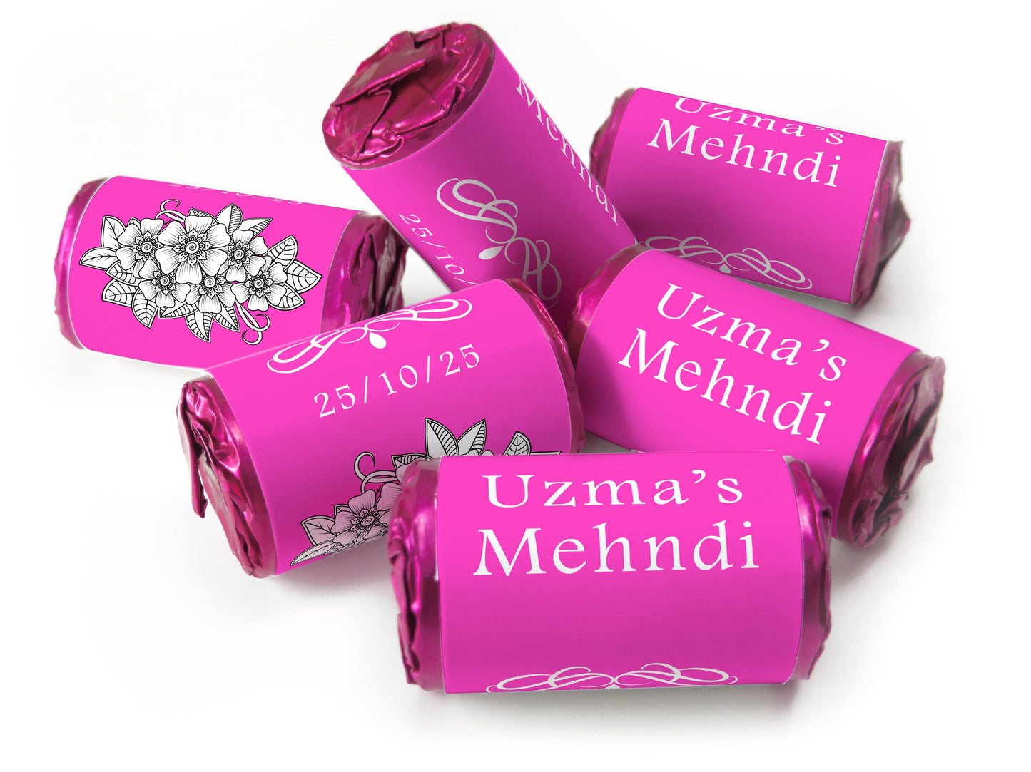 Mehndi Gifts - Personalised Love Heart Sweets with different colours
