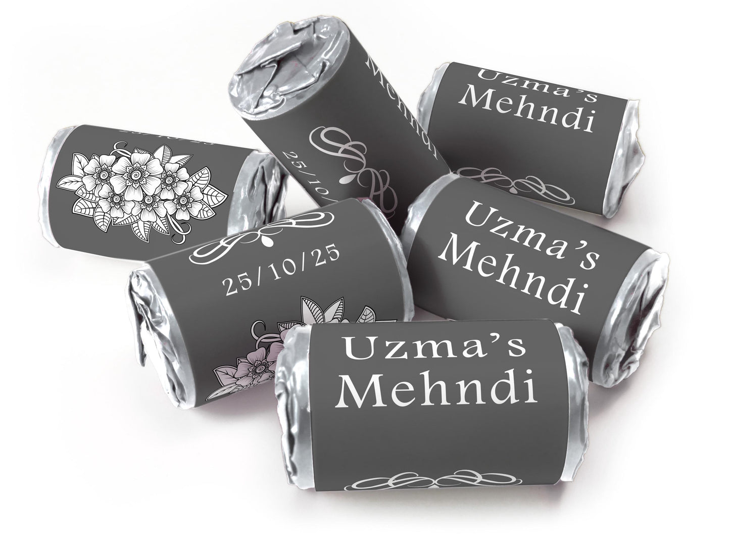 Mehndi Gifts - Personalised Love Heart Sweets with different colours