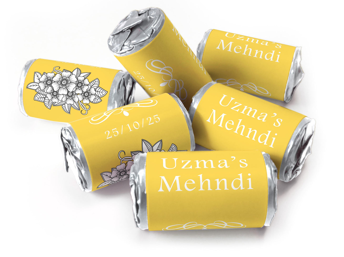 Mehndi Gifts - Personalised Love Heart Sweets with different colours