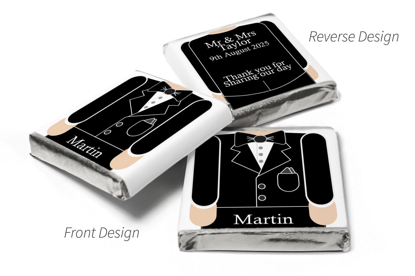 Wedding Chocolates - Personalised Wedding Favours - Neapolitan Chocolates - Groom - Personalise4uLtd