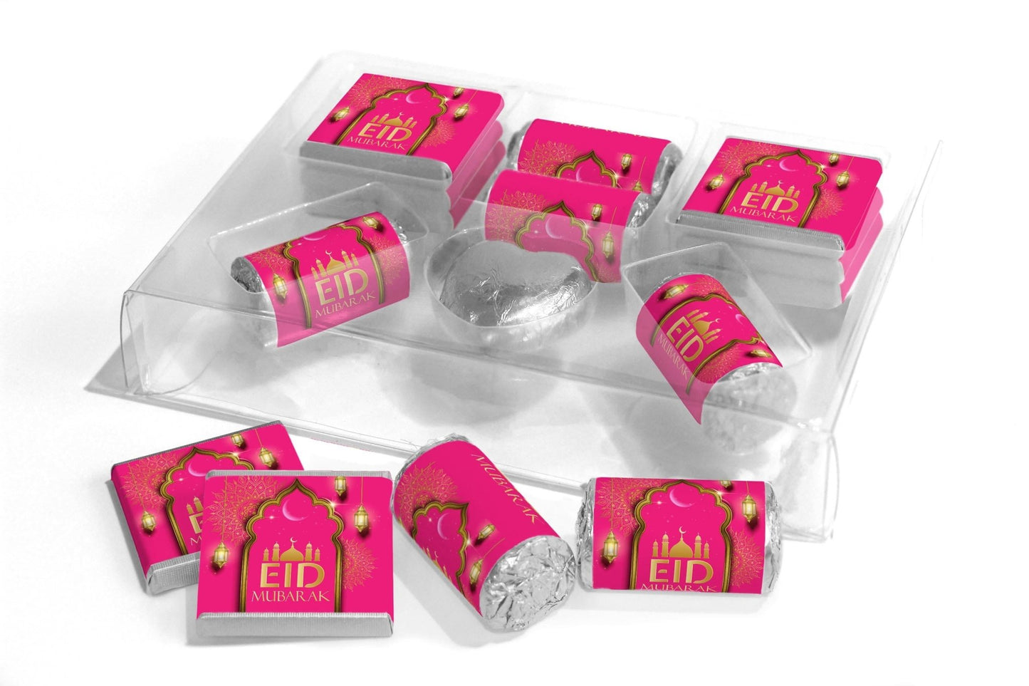 EID Large Combo Box - EID GIFTS - Neapolitan Chocolates/Heart/Love Heart Sweets - V3 - Pink - Personalise4uLtd