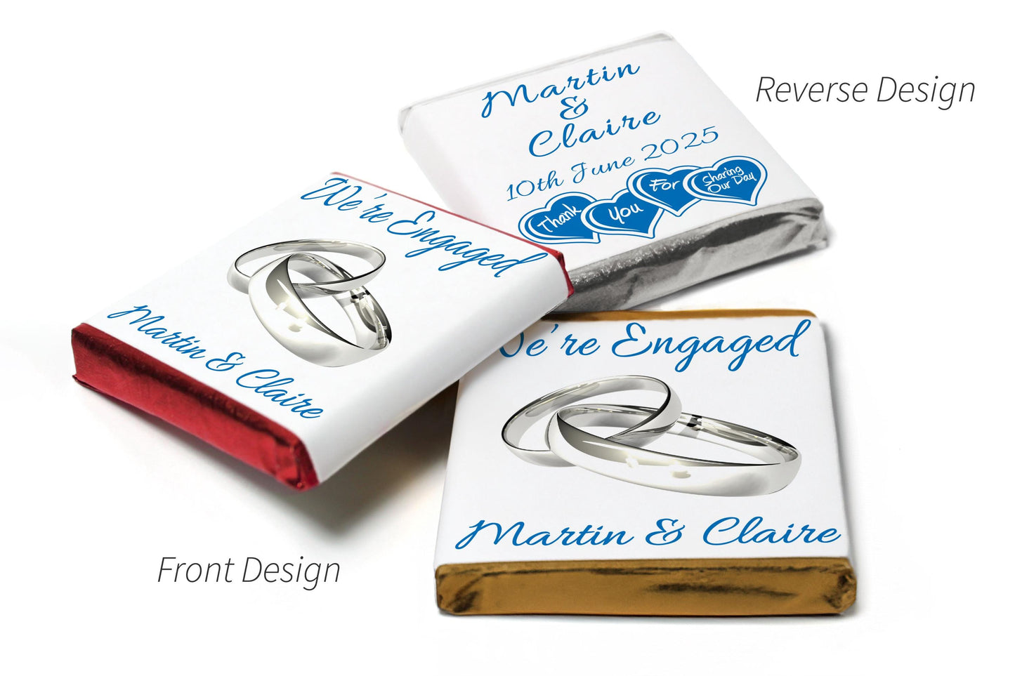Engaged Chocolates - Personalised Favours - Neapolitan Chocolates - V1 Silver Rings