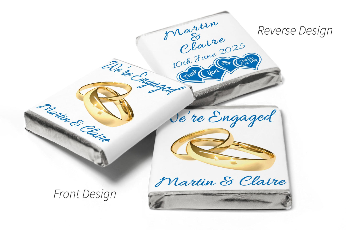 Engaged Chocolates - Personalised Favours - Neapolitan Chocolates - V1 Gold Rings