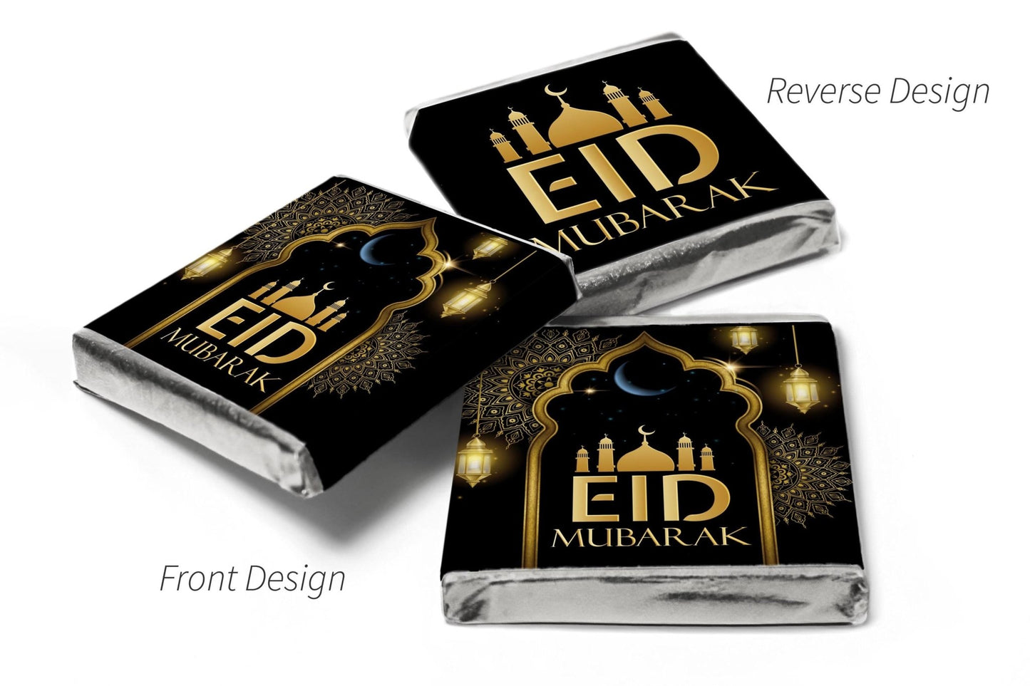 EID Mubarak Chocolates - Favours - Neapolitan Chocolates - V3 - Black - Personalise4uLtd