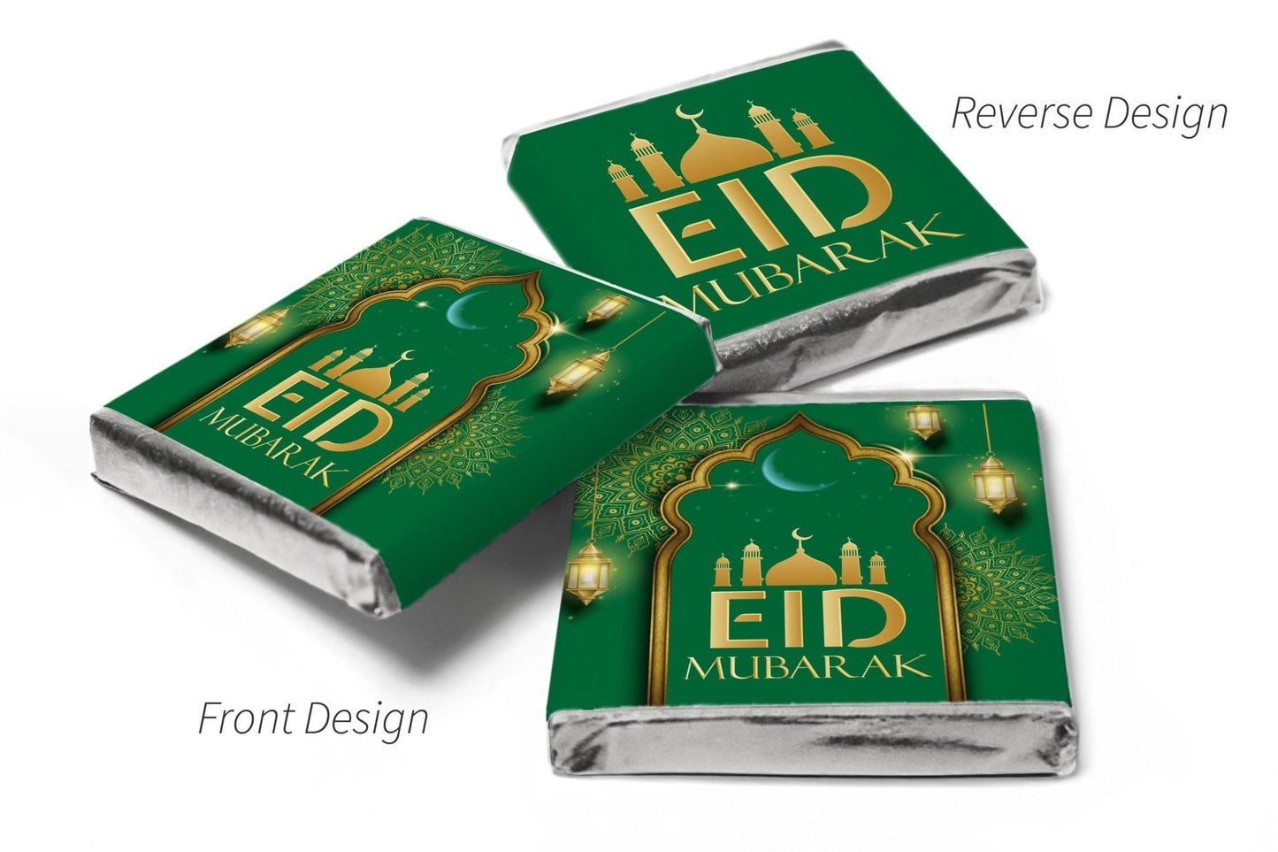 EID Mubarak Chocolates - Favours - Neapolitan Chocolates - V3 - Green - Personalise4uLtd