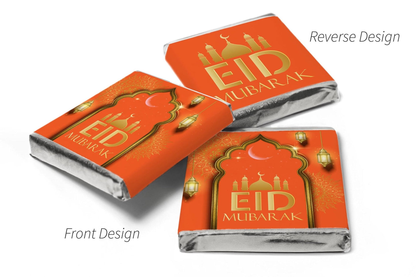 EID Mubarak Chocolates - Favours - Neapolitan Chocolates - V3 - Orange - Personalise4uLtd
