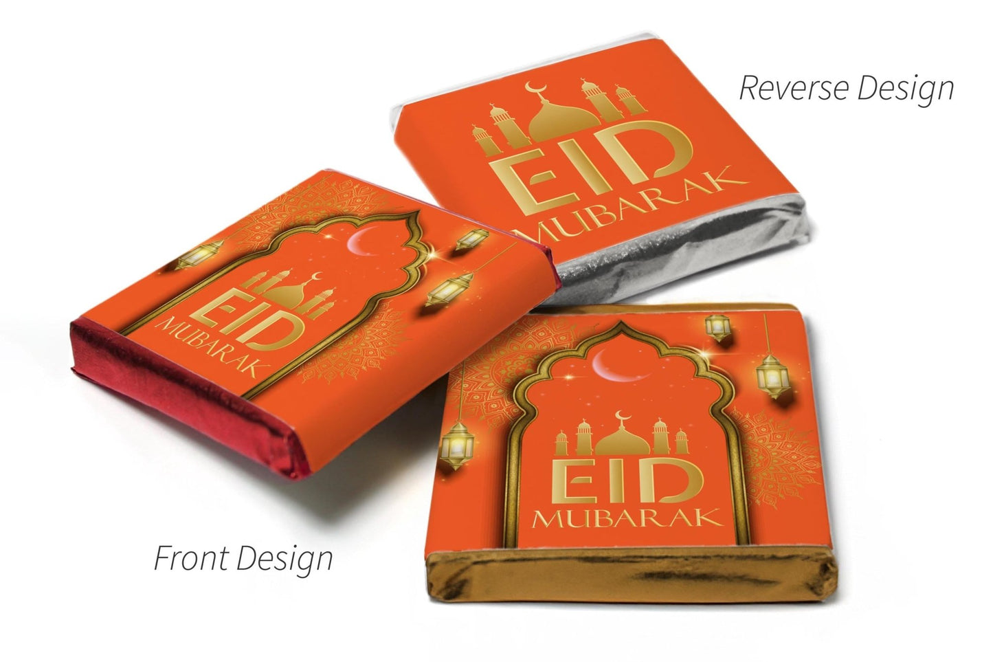 EID Heart Trio Day Chocolates - Neapolitan Chocolates - V3 Orange - Personalise4uLtd