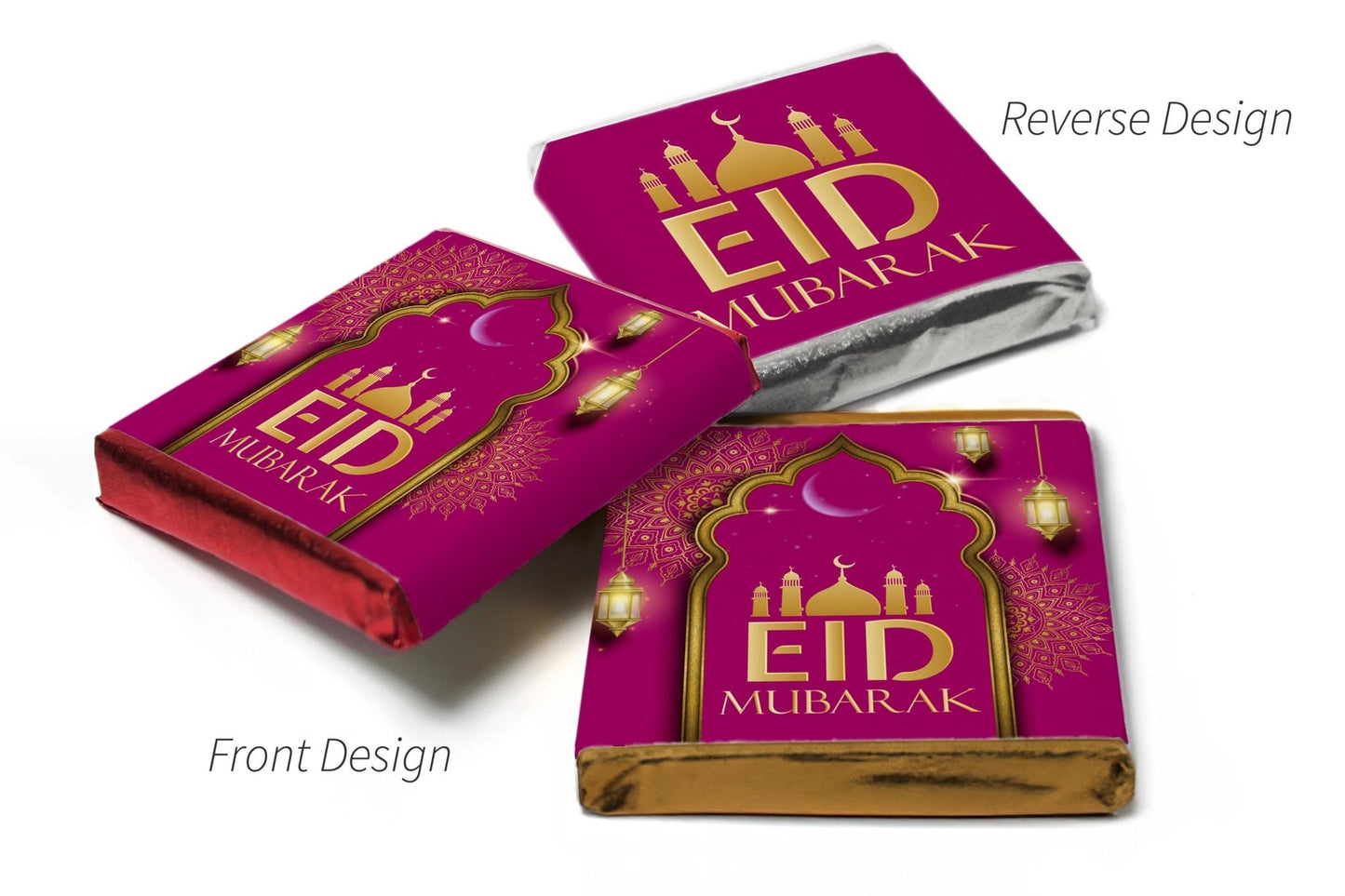 EID Heart Trio Day Chocolates - Neapolitan Chocolates - V3 - Dark Pink - Personalise4uLtd