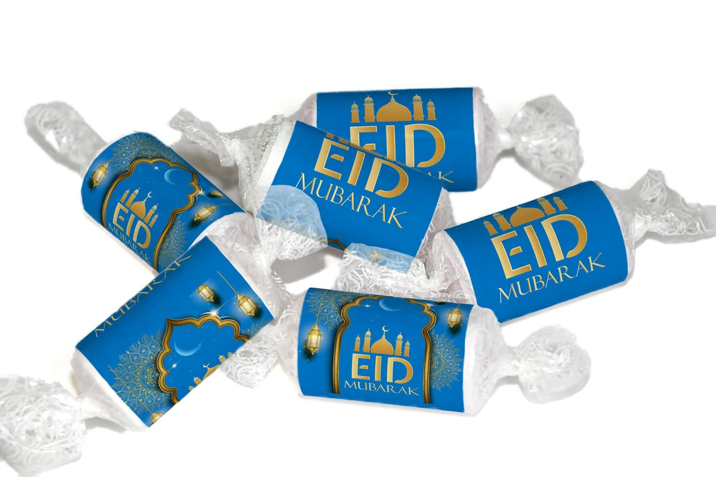 EID Sweets - Personalised Favours - Love Heart Sweets, EID GIFTS - Clear ends - V3 - Blue - Personalise4uLtd