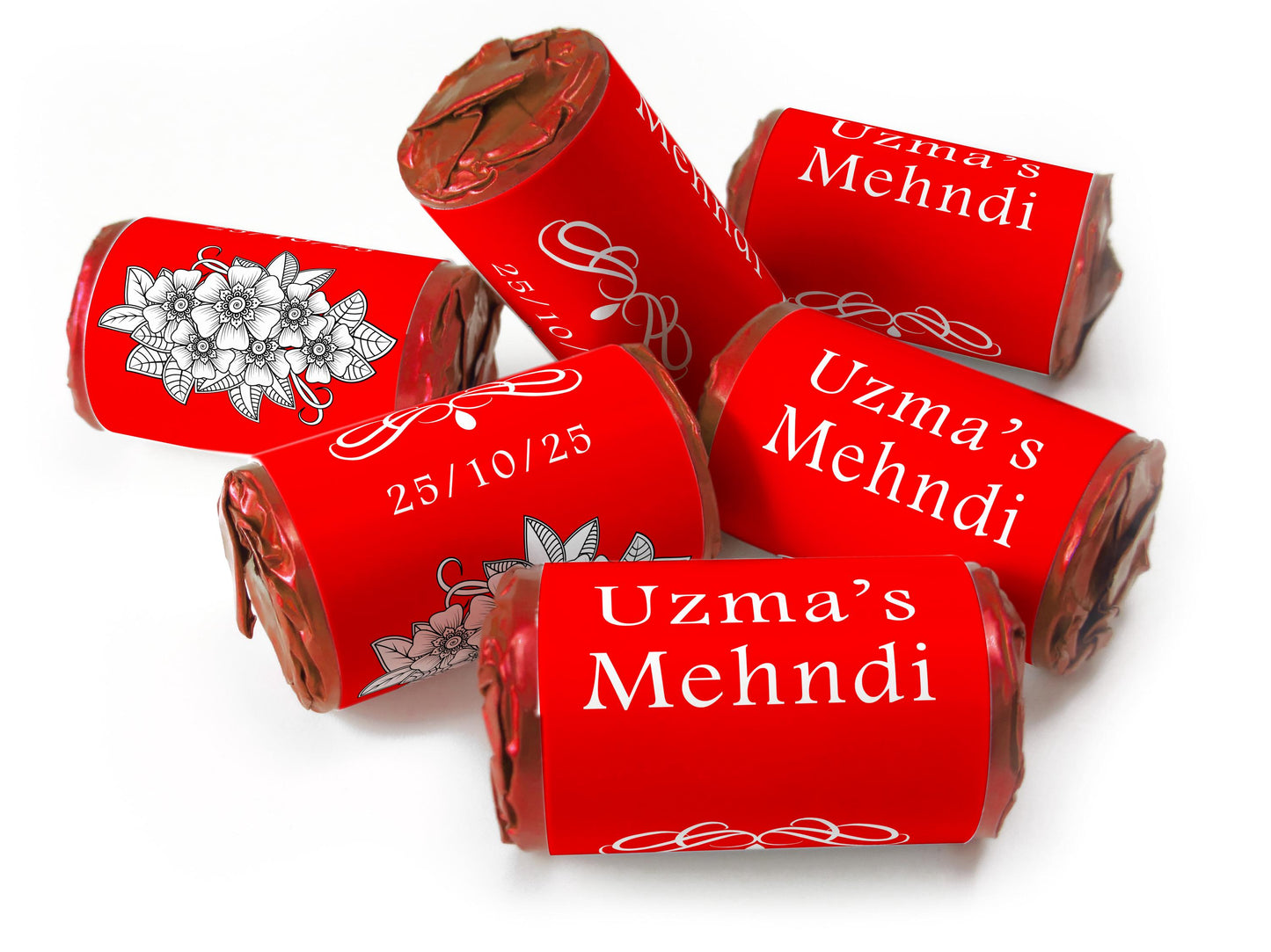Mehndi Gifts - Personalised Love Heart Sweets with different colours