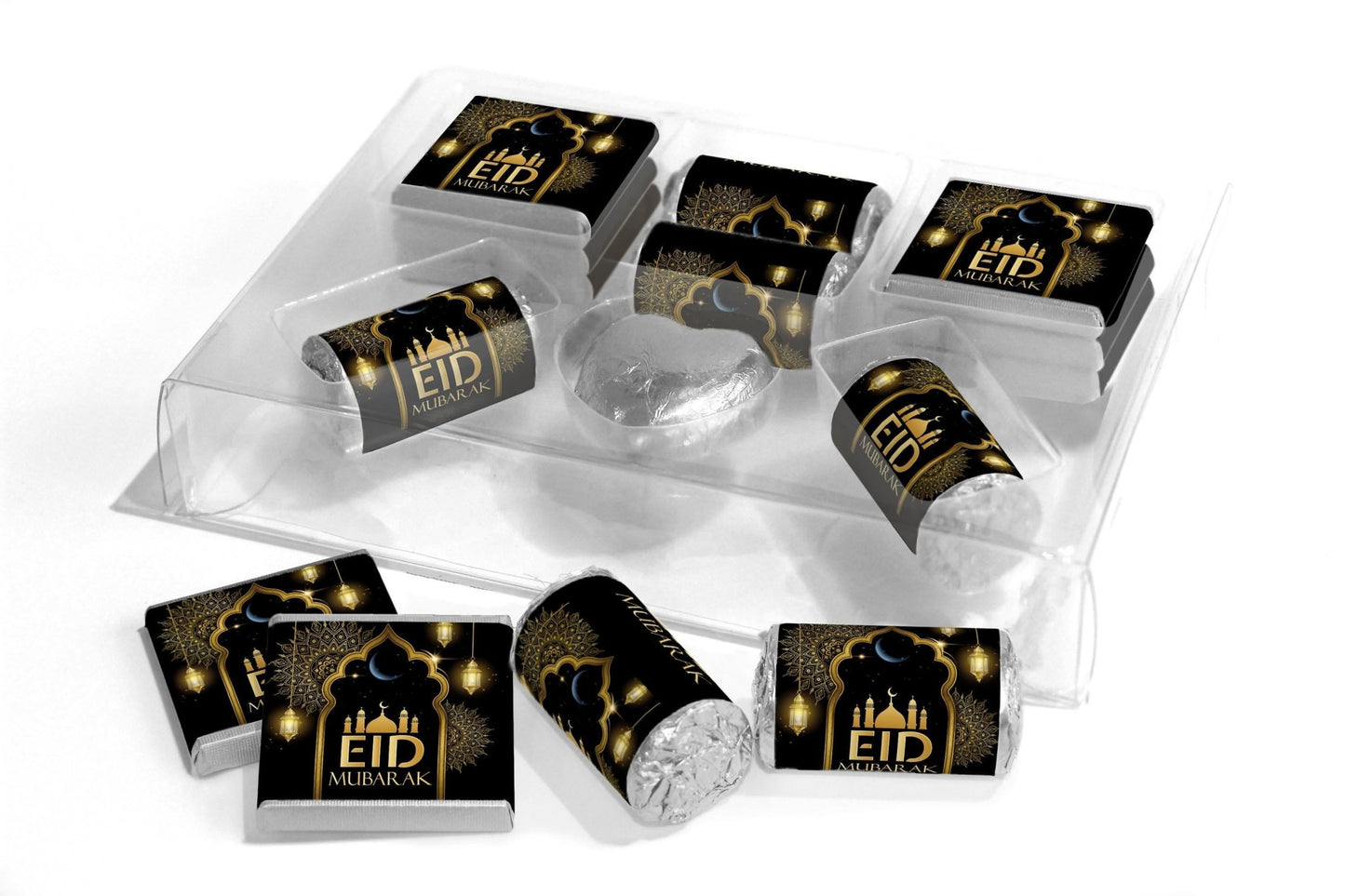 EID Large Combo Box - EID GIFTS - Neapolitan Chocolates/Heart/Love Heart Sweets - V3 - Black - Personalise4uLtd