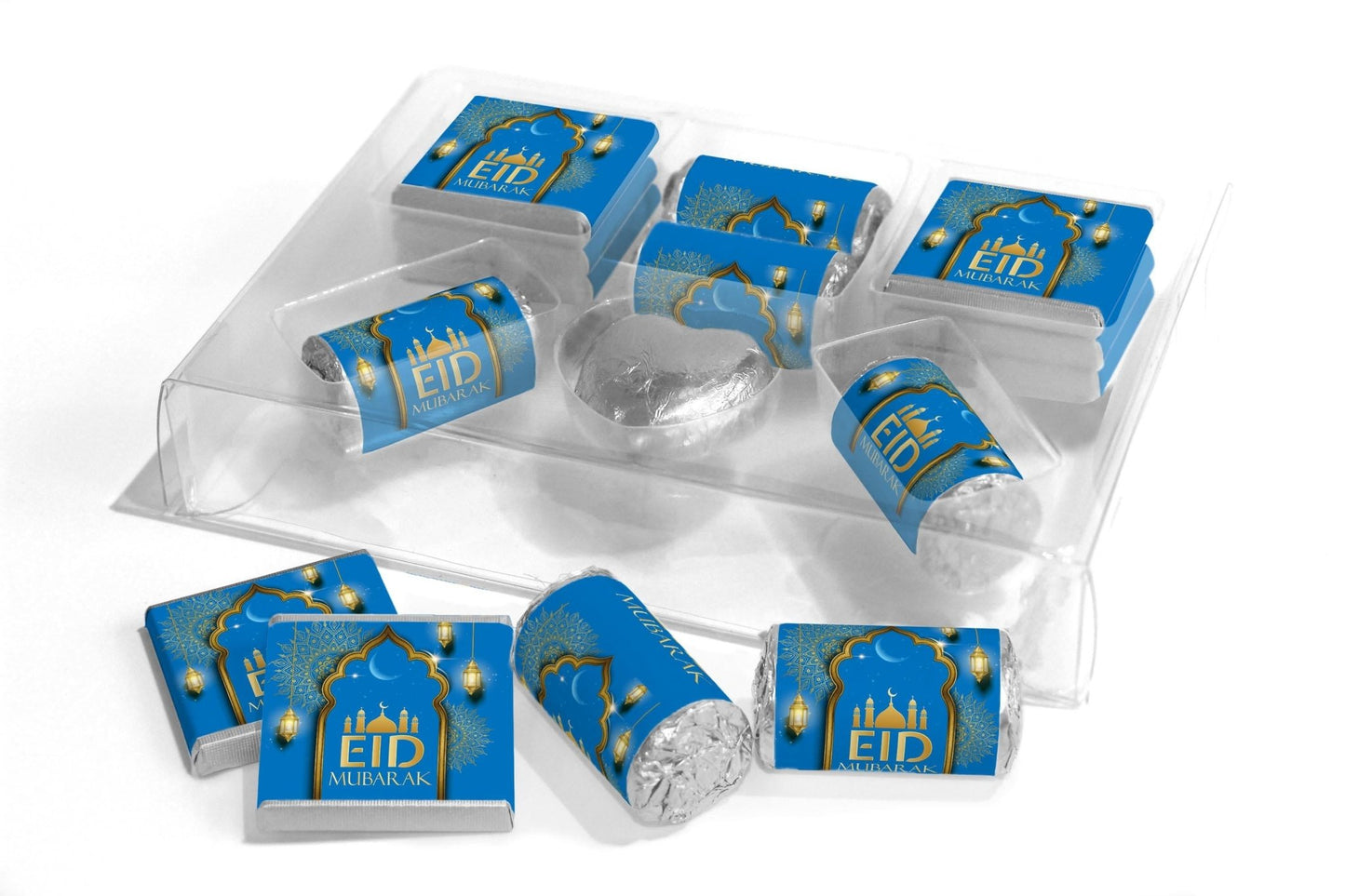 EID Large Combo Box - EID GIFTS - Neapolitan Chocolates/Heart/Love Heart Sweets - V3 - Blue - Personalise4uLtd