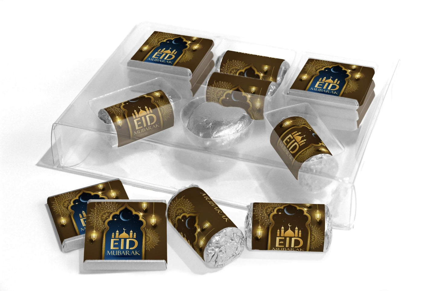 EID Large Combo Box - EID GIFTS - Neapolitan Chocolates/Heart/Love Heart Sweets - V3 - Brown - Personalise4uLtd