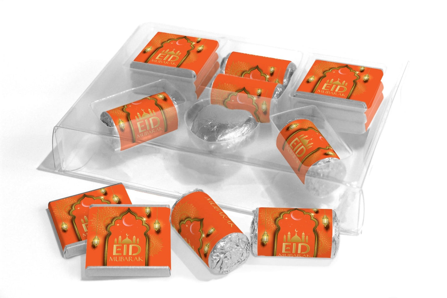 EID Large Combo Box - EID GIFTS - Neapolitan Chocolates/Heart/Love Heart Sweets - V3 - Orange - Personalise4uLtd