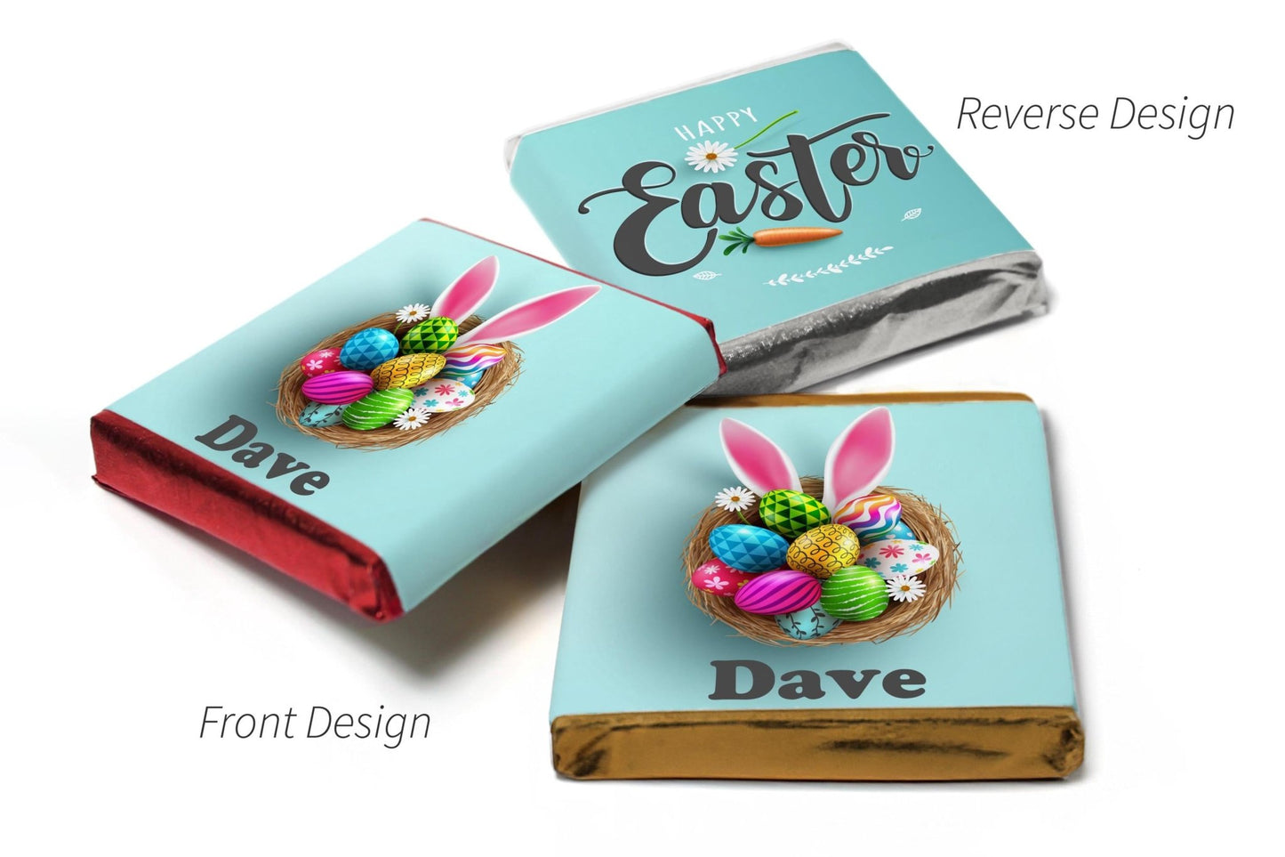 2 Choc Heart Trio Easter Chocolates - Personalised Gifts - Neapolitan Chocolates - V2 - Personalise4uLtd