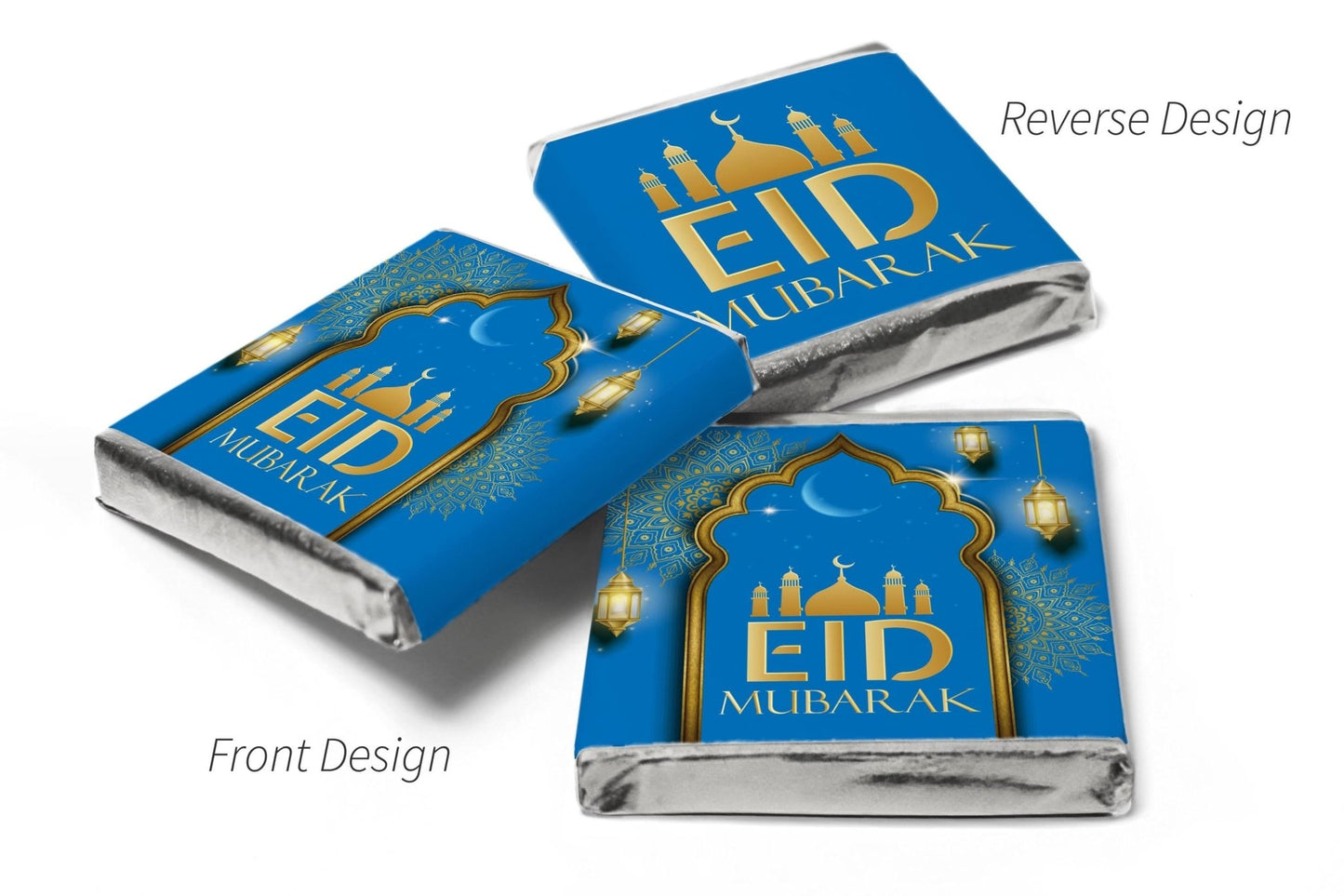EID Mubarak Chocolates - Favours - Neapolitan Chocolates - V3 - Blue - Personalise4uLtd