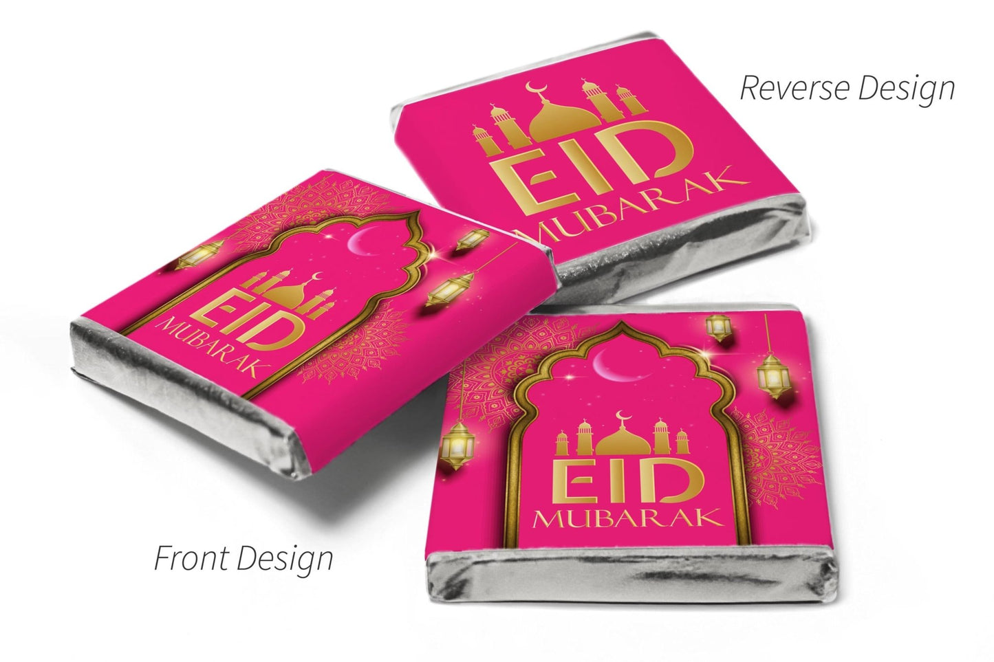 EID Mubarak Chocolates - Favours - Neapolitan Chocolates - V3 - Pink - Personalise4uLtd