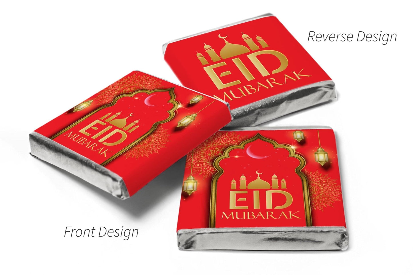 EID Mubarak Chocolates - Favours - Neapolitan Chocolates - V3 - Red - Personalise4uLtd
