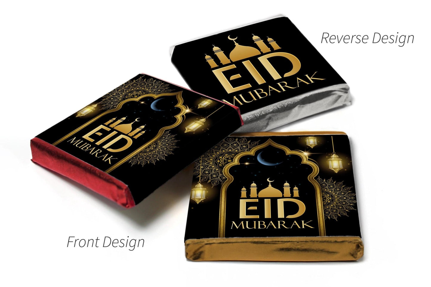 EID Heart Trio Day Chocolates - Neapolitan Chocolates - V3 Black - Personalise4uLtd