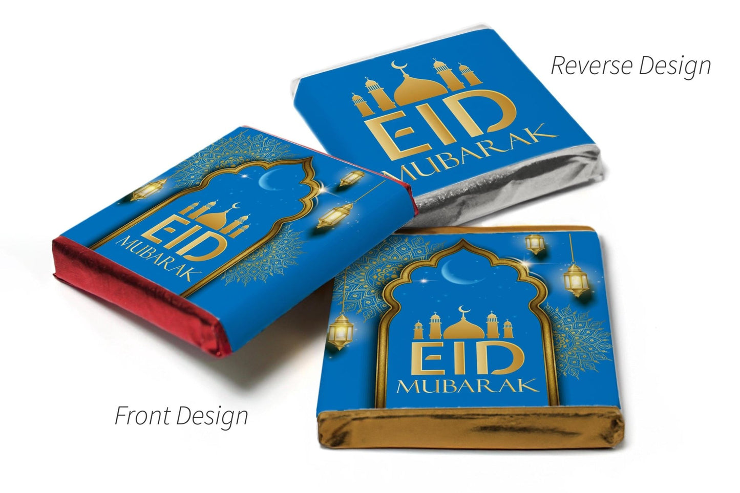 EID Heart Trio Day Chocolates - Neapolitan Chocolates - V3 Blue - Personalise4uLtd