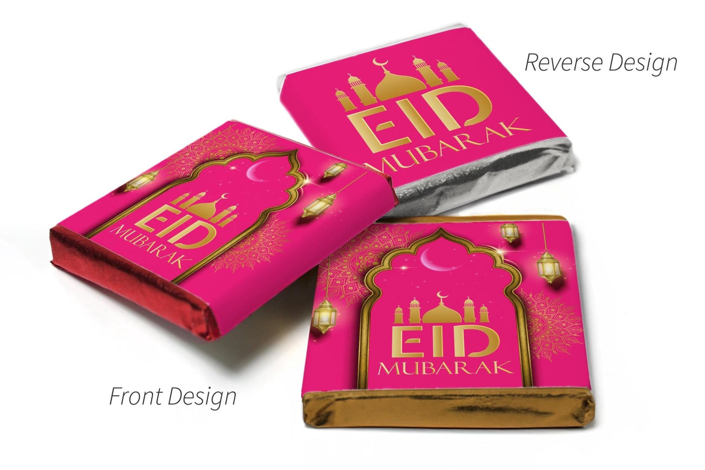 EID Heart Trio Day Chocolates - Neapolitan Chocolates - V3 Pink - Personalise4uLtd