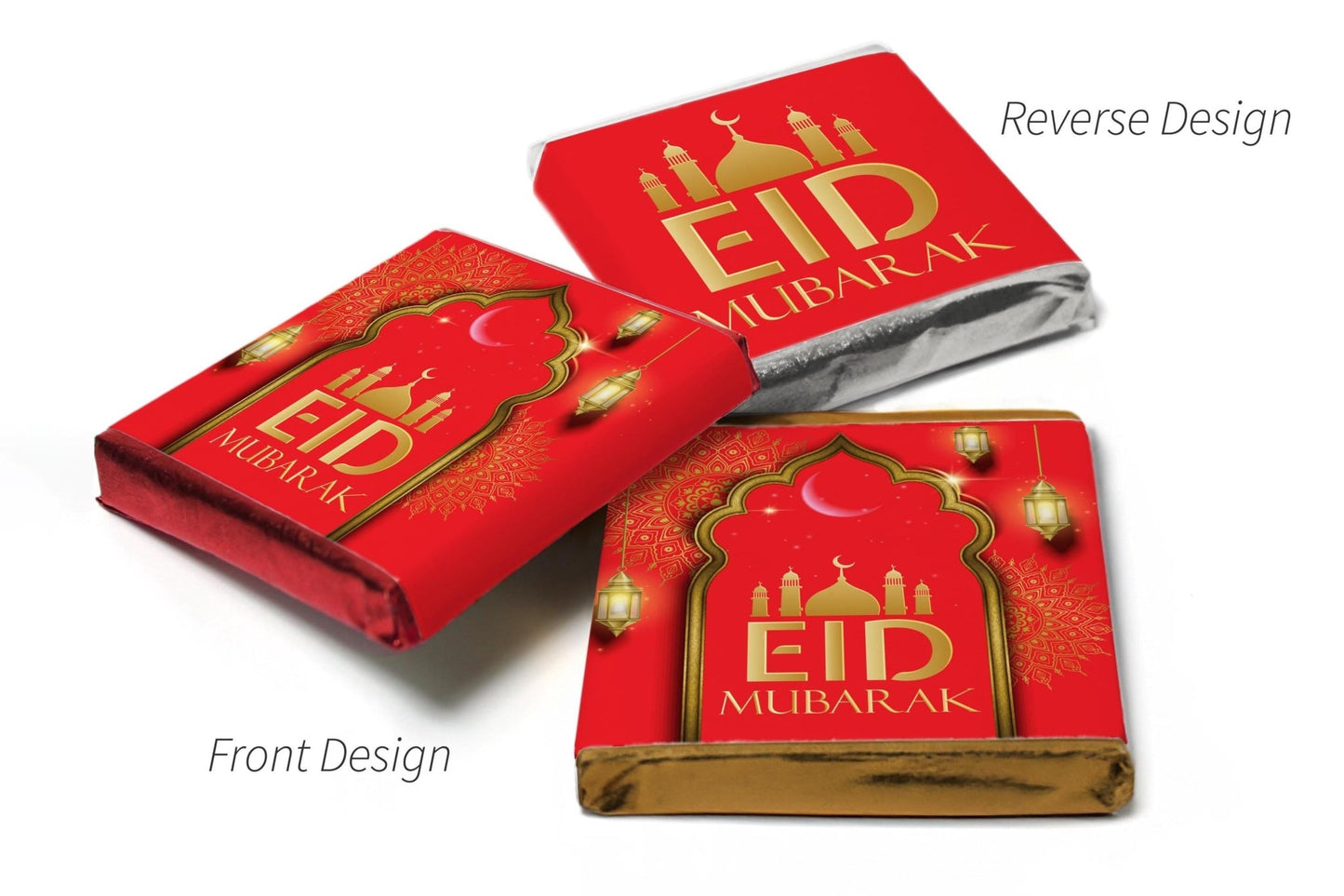 EID Heart Trio Day Chocolates - Neapolitan Chocolates - V3 - Red - Personalise4uLtd