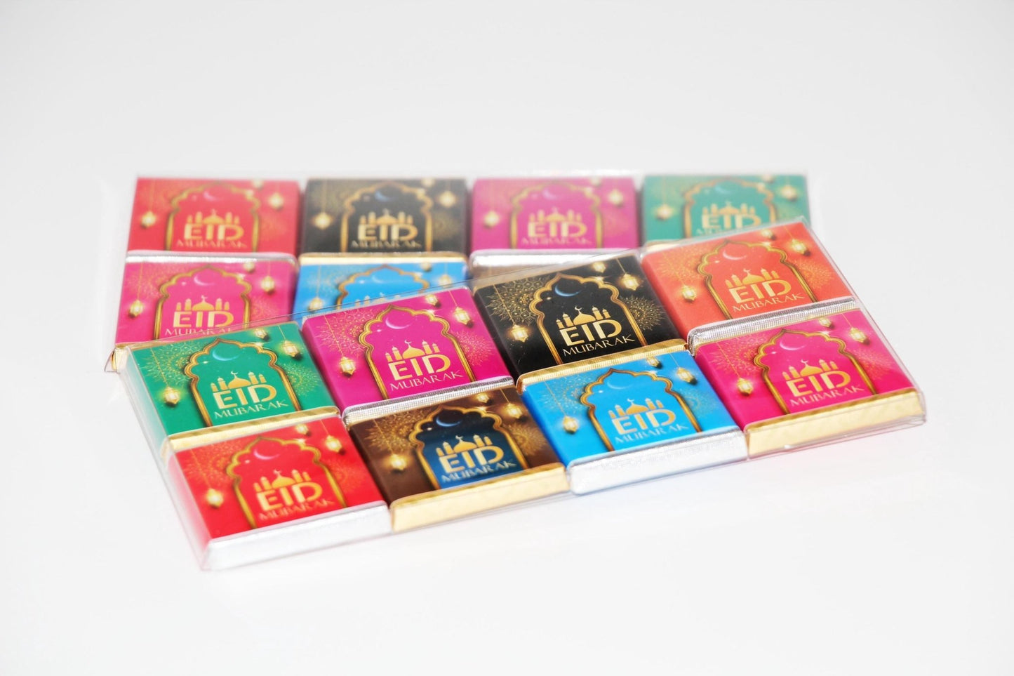 8 x EID Chocolates - 8 x Coloured Chocolates in a plastic acetate sleeve - Personalise4uLtd