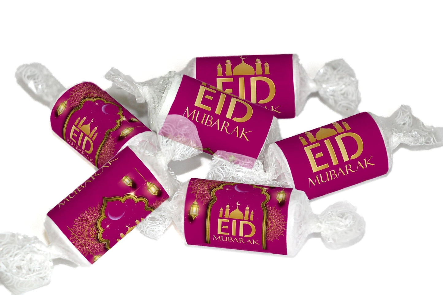 EID Sweets - Personalised Favours - Love Heart Sweets, EID GIFTS - Clear ends - V3 - Purple - Personalise4uLtd