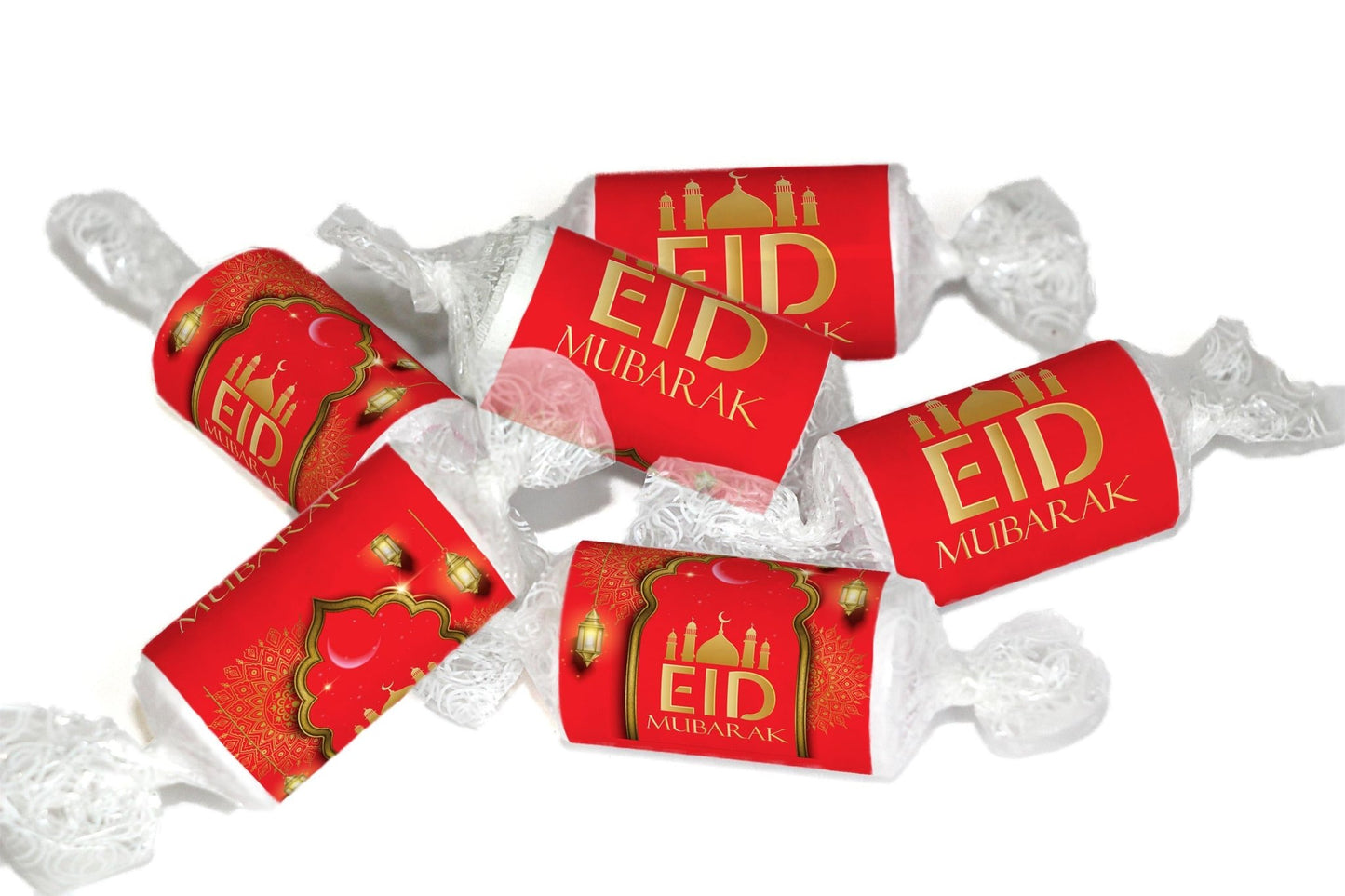 EID Sweets - Personalised Favours - Love Heart Sweets, EID GIFTS - Clear ends - V3 - Red - Personalise4uLtd