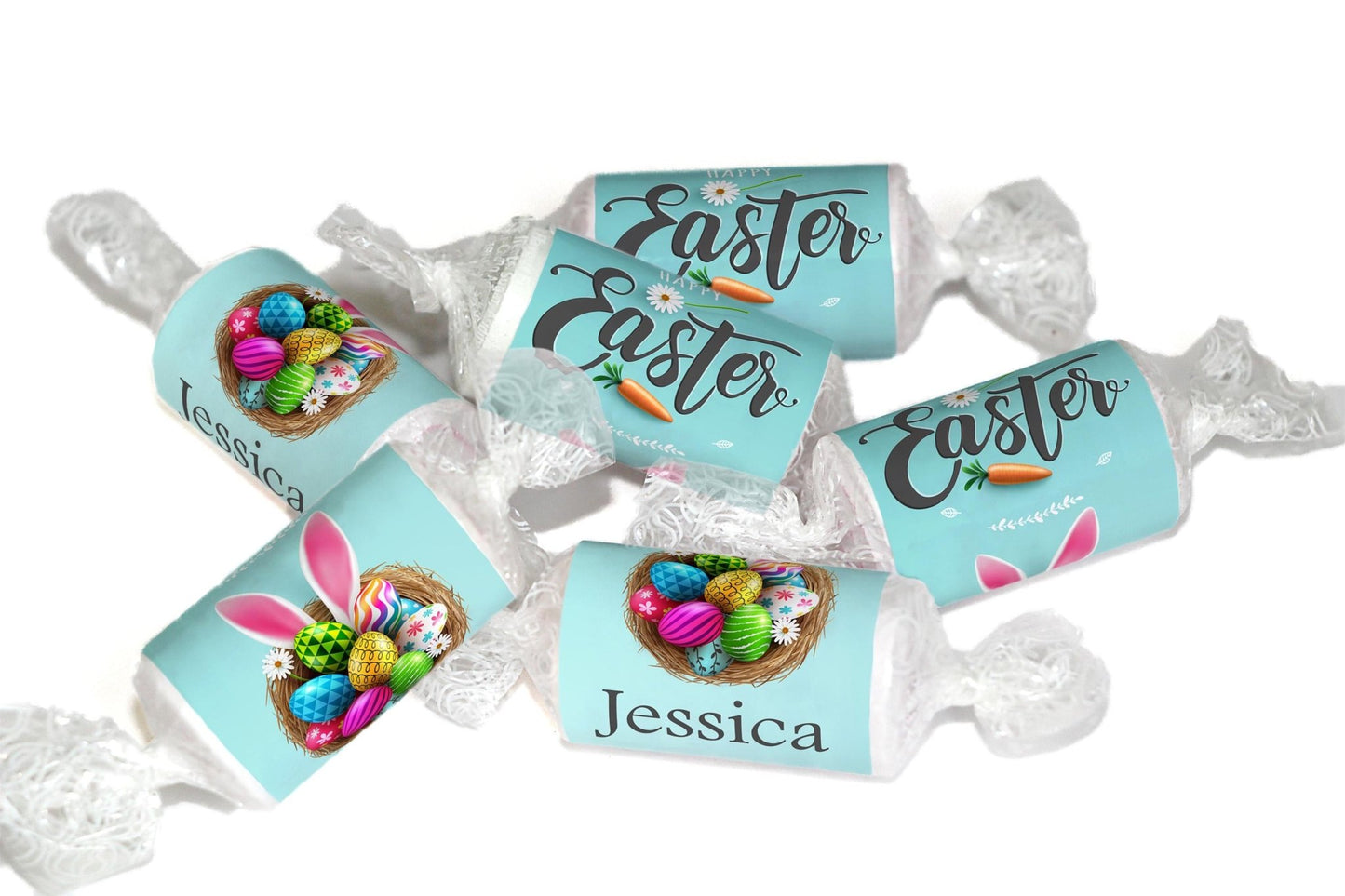 Easter Sweets - Personalised Favours - Love Heart Sweets, Easter GIFTS - Clear ends - V1 - Personalise4uLtd