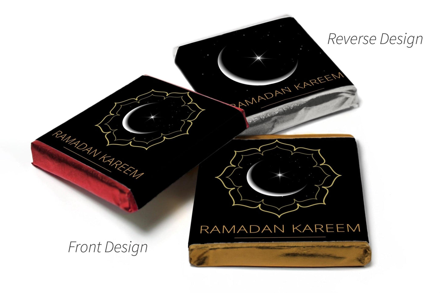 Ramadan Kareem Heart Trio Day Chocolates - Neapolitan Chocolates - V1 - Personalise4uLtd