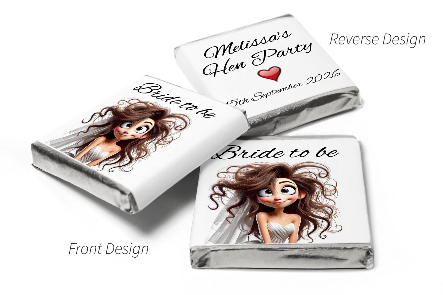 Hen Party Chocolates - Personalised Favours - Neapolitan Bride - V5 - Personalise4uLtd