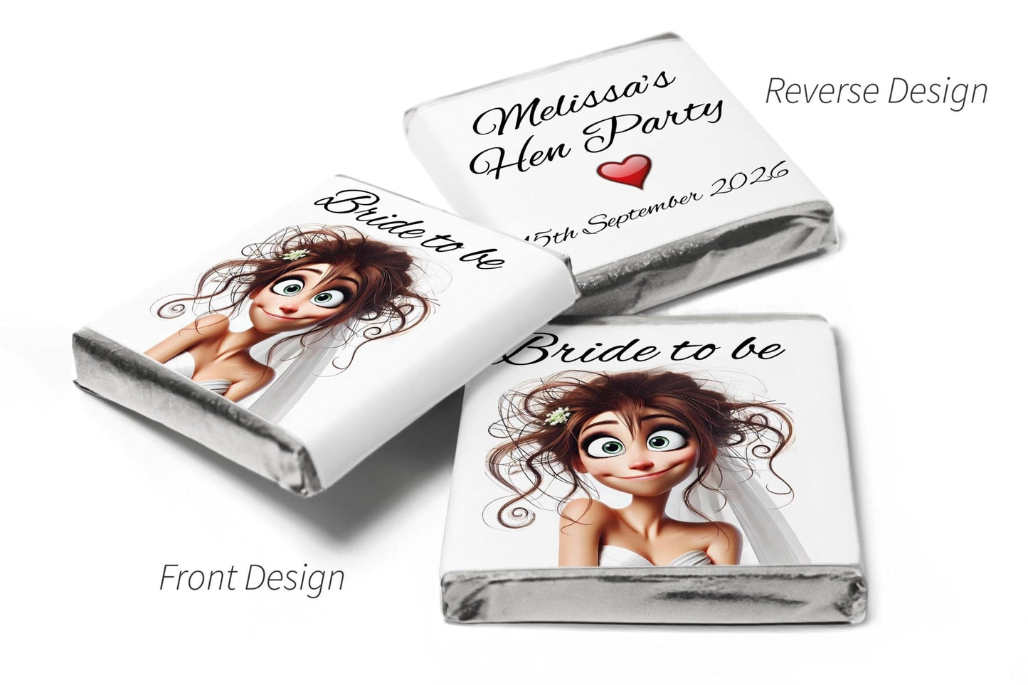 Hen Party Chocolates - Personalised Favours - Neapolitan Bride to be - V6 - Personalise4uLtd