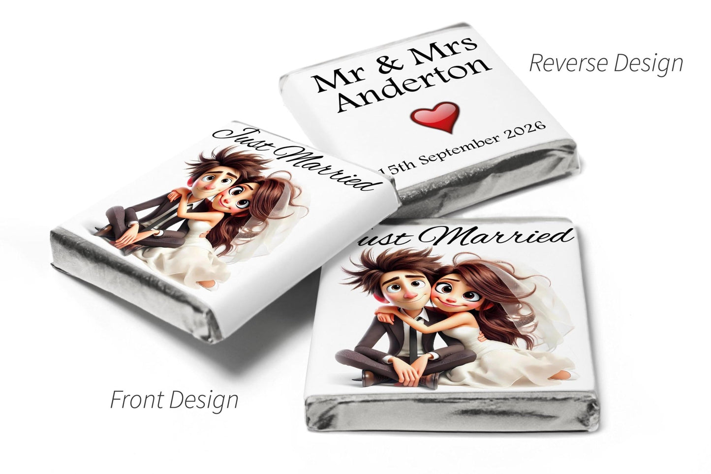 Wedding Chocolates - Personalised Wedding Favours - Neapolitan Chocolates - V16.3 - Personalise4uLtd