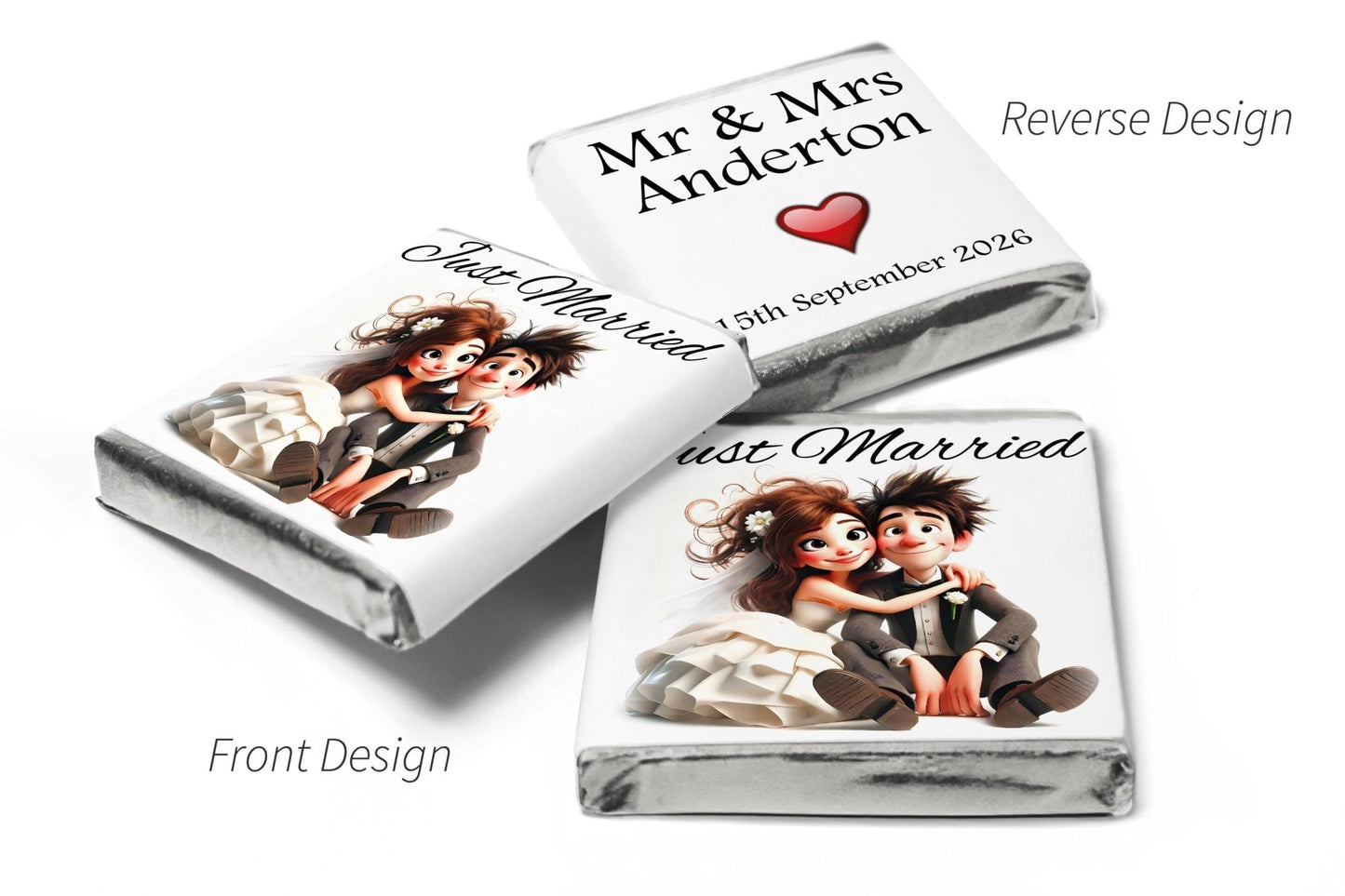 Wedding Chocolates - Personalised Wedding Favours - Neapolitan Chocolates - V16.4 - Personalise4uLtd