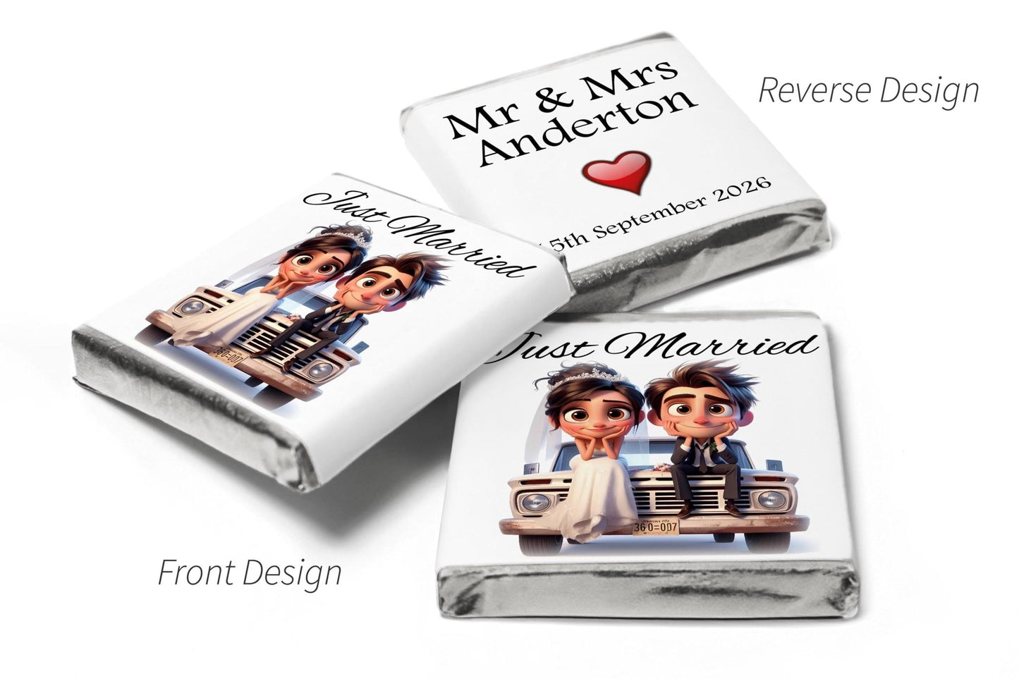 Wedding Chocolates - Personalised Wedding Favours - Neapolitan Chocolates - V17.1 - Personalise4uLtd