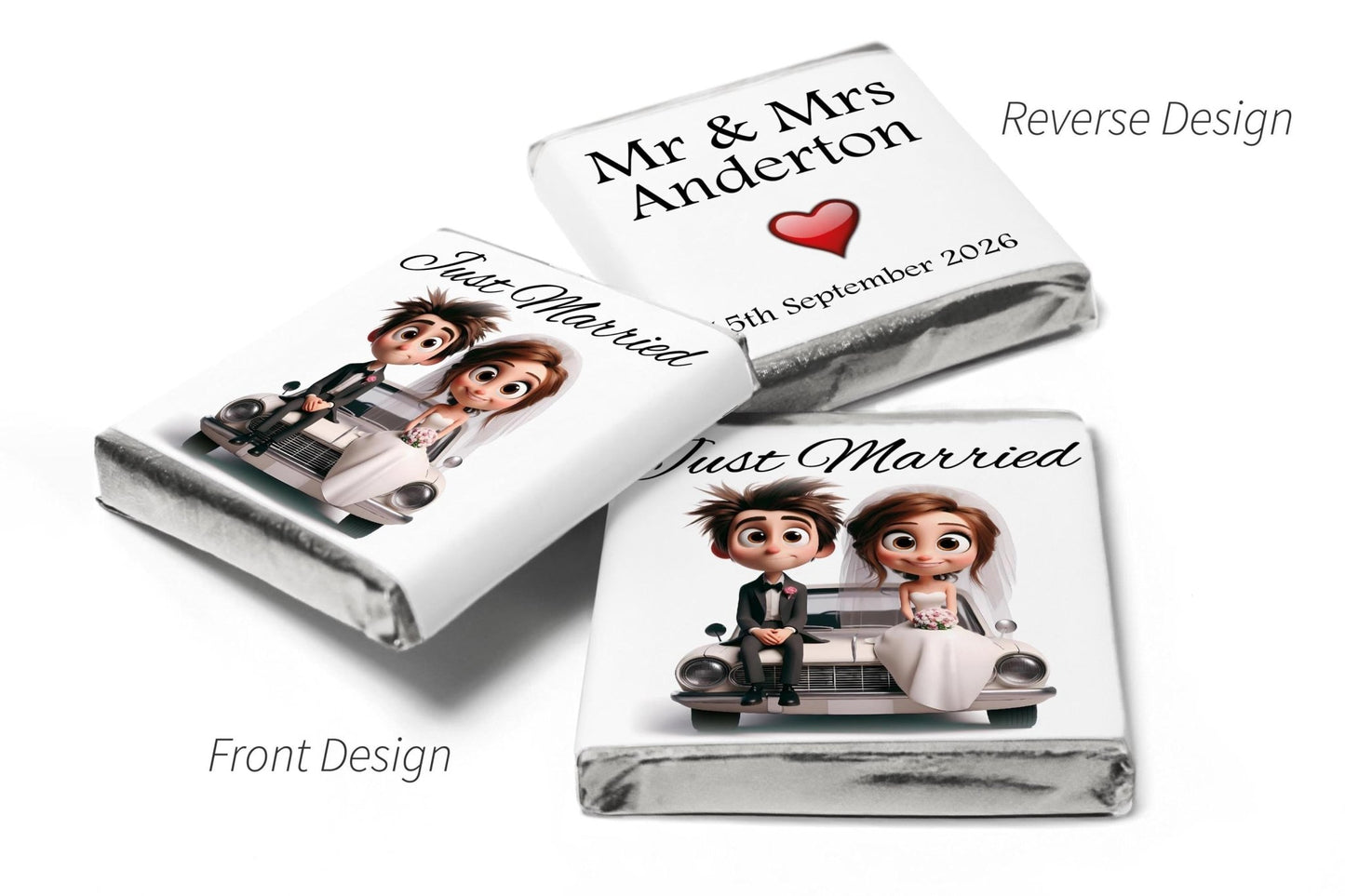 Wedding Chocolates - Personalised Wedding Favours - Neapolitan Chocolates - V17.6 - Personalise4uLtd