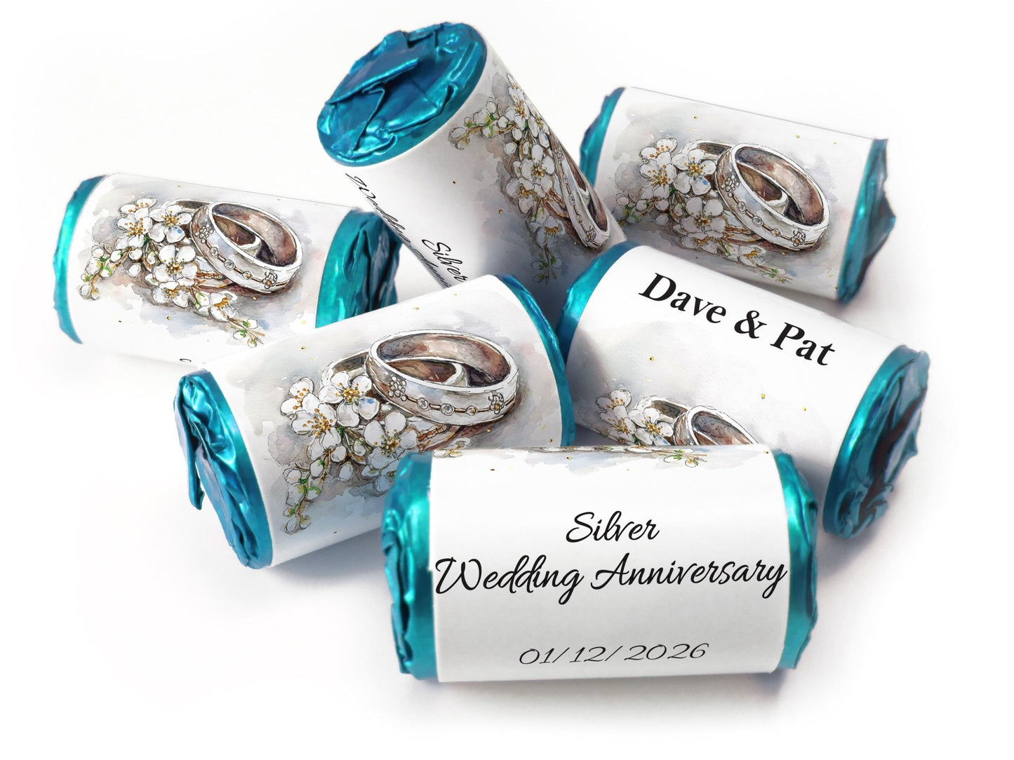 Silver Wedding Anniversary Gifts - Love Heart Sweets - 25th wedding anniversary gifts V4 - Personalise4uLtd