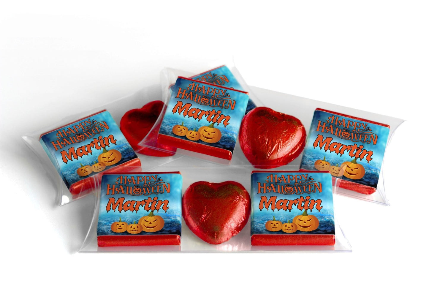 Halloween Chocolate Trio - Personalised Favours - Neapolitan Chocolates & Chocolate Heart - V8 - Personalise4uLtd