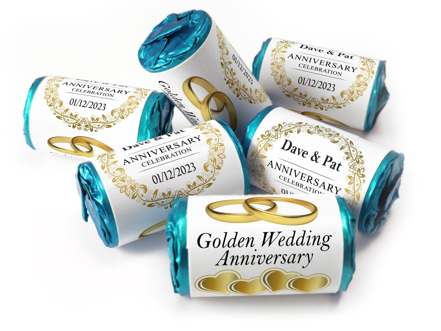 Golden Wedding Anniversary Gifts - Love Heart Sweets - 50th wedding anniversary gifts V3 - Personalise4uLtd