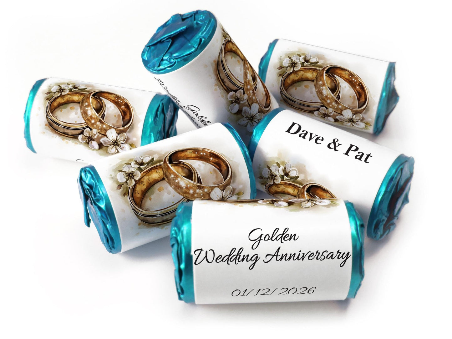 Golden Wedding Anniversary Gifts - Love Heart Sweets - 50th wedding anniversary gifts V4 - Personalise4uLtd